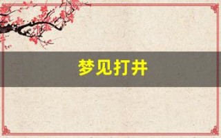 梦见打井(梦见打井不出水是什么征兆)
