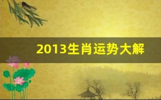 2013生肖运势大解析(2013生肖运程)