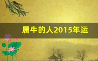 属牛的人2015年运程(属牛的人2015年运程如何)