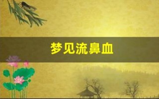 梦见流鼻血(梦见流鼻血是什么征兆 女性)