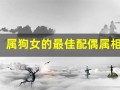属狗女的最佳配偶属相(属狗女的最佳配偶属相男生)