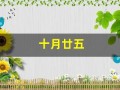 十月廿五(十月廿五是什么星座生日)